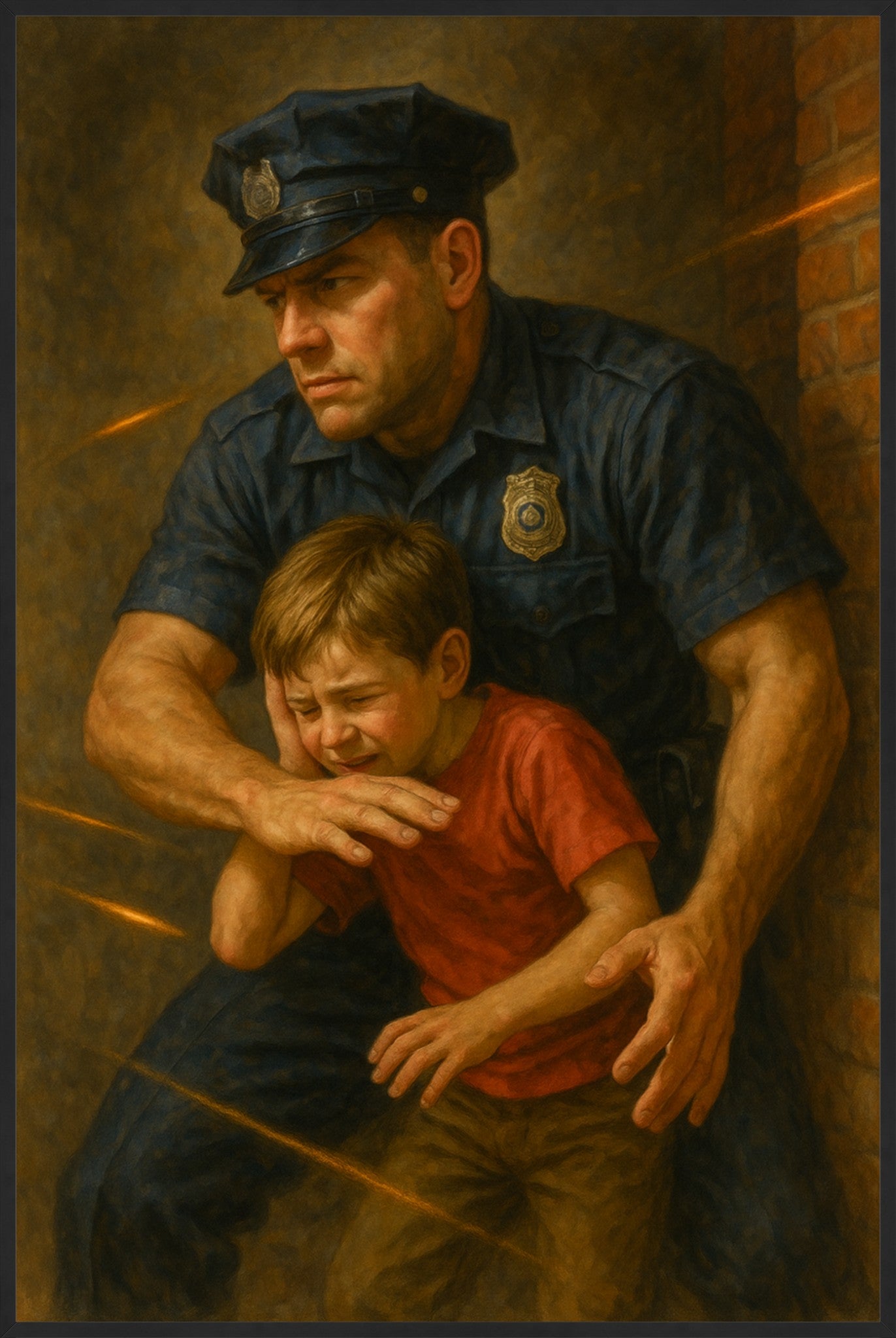 Bravery in the Line of Fire – Police Hero Painting (Fine Art Print)