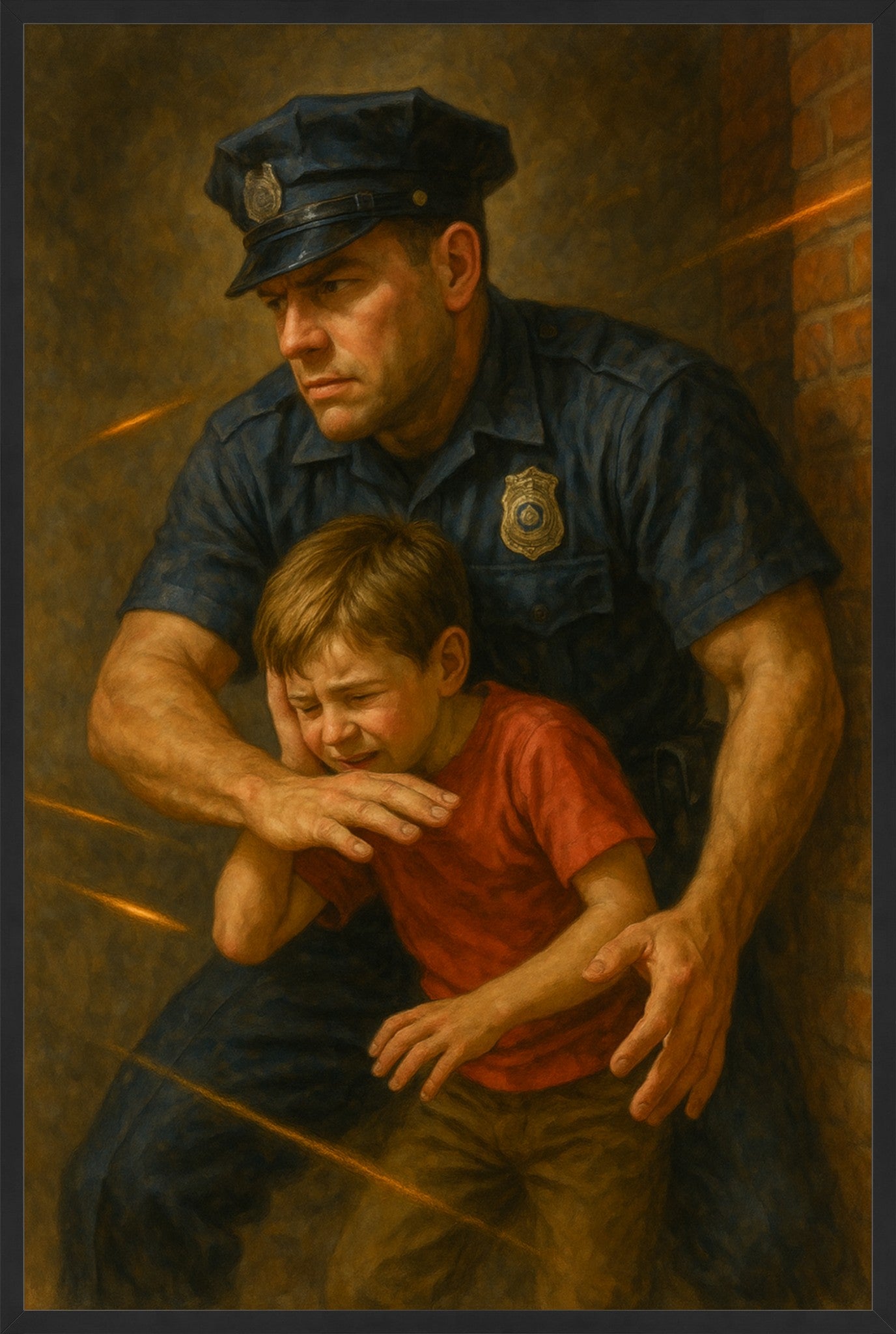 Bravery in the Line of Fire – Police Hero Painting (Fine Art Print)