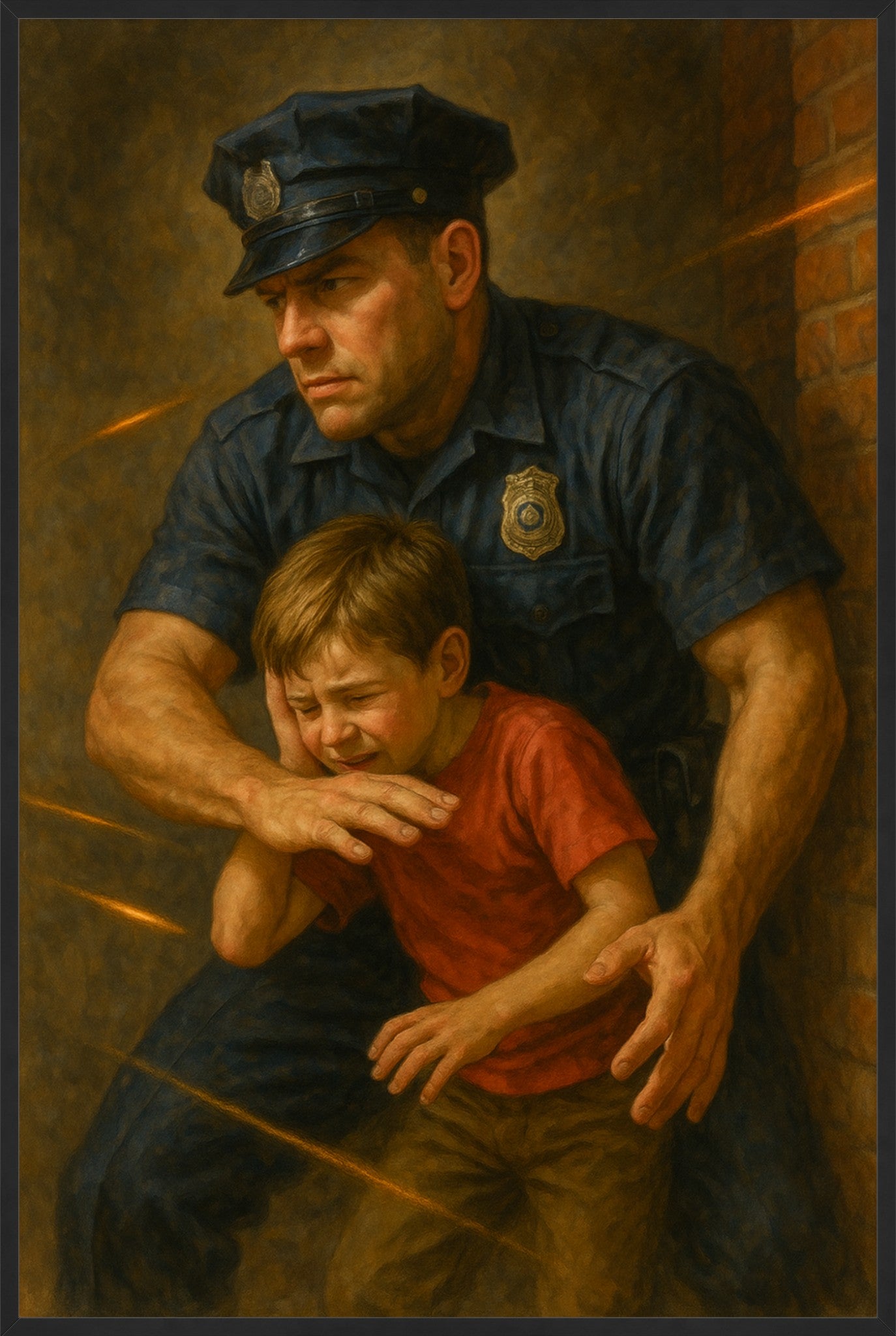 Bravery in the Line of Fire – Police Hero Painting (Fine Art Print)