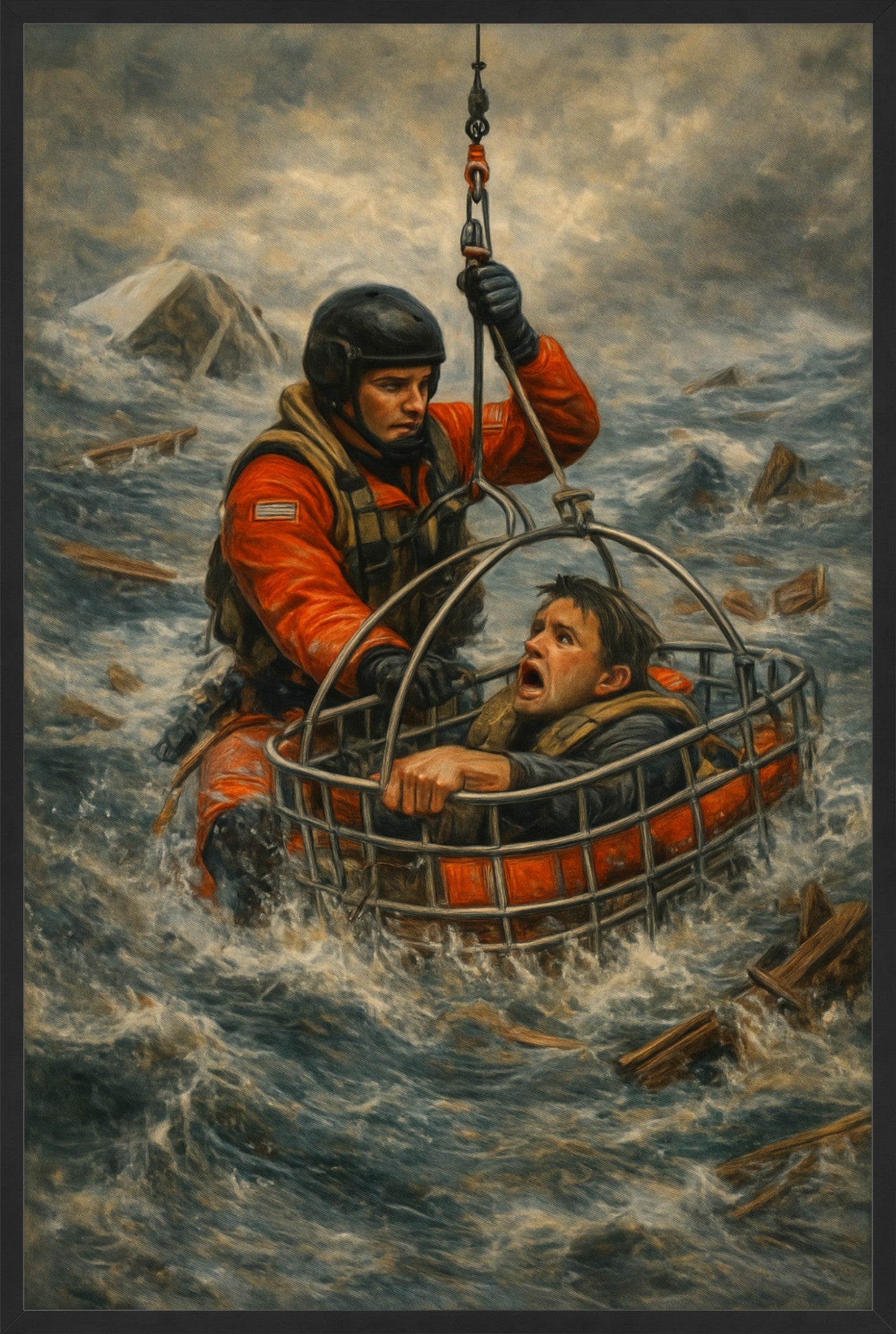 Lifted from the Wreckage - Coast Guard Fine Art