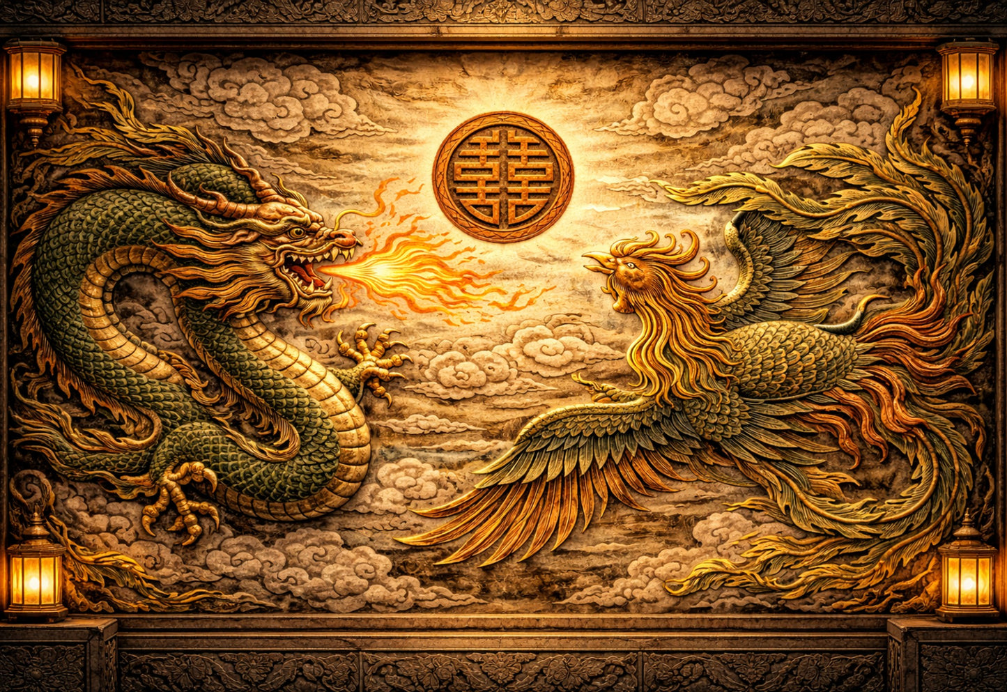 Harmony of Fire and Feather - Fantasy Canvas Art