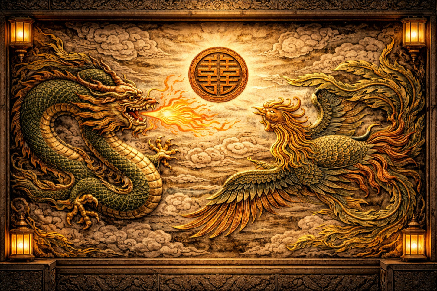 Harmony of Fire and Feather - Fantasy Canvas Art